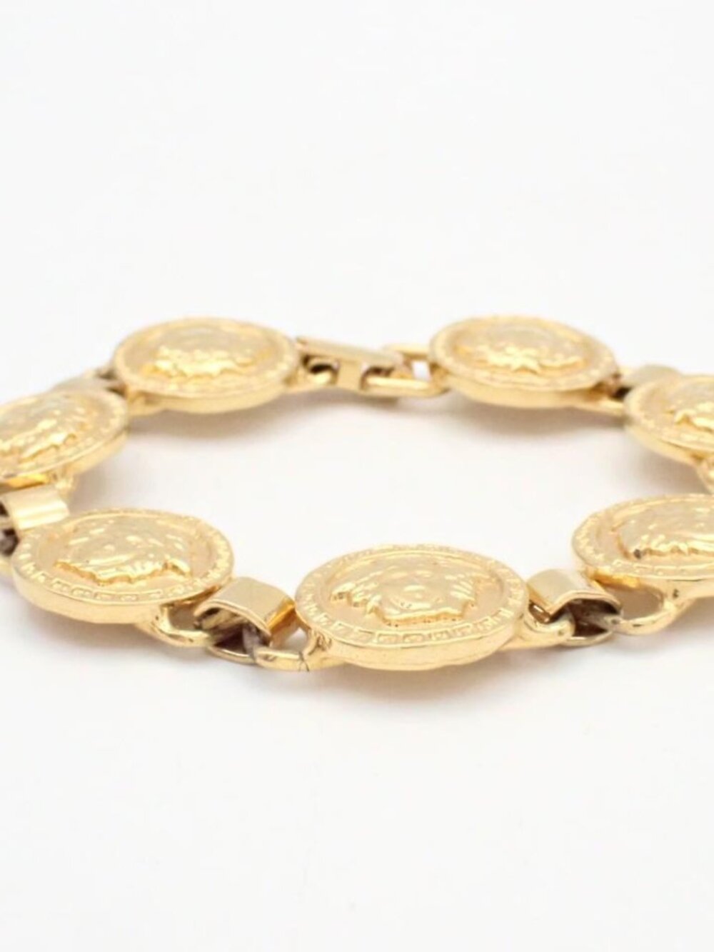 Authentic Versace Gold Medusa Coin Link Bracelet